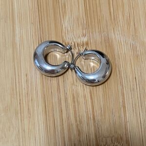 Chunky silver tone earrings
